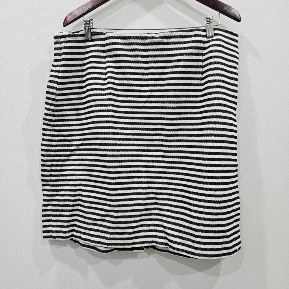 Talbots Womens Striped Pencil Skirt Size 14P Navy White Nautical Office Career